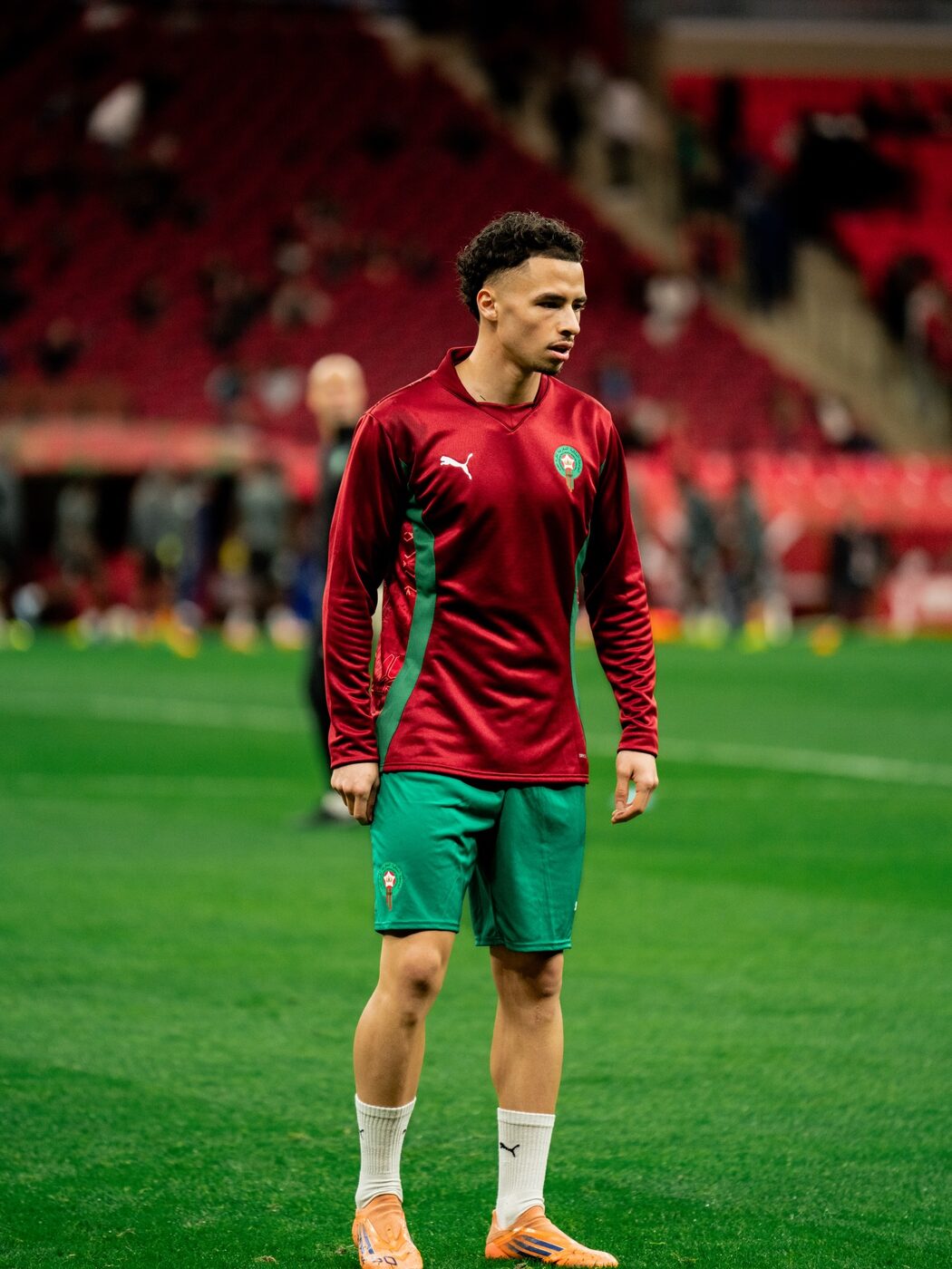 Échauffement avec le Maroc